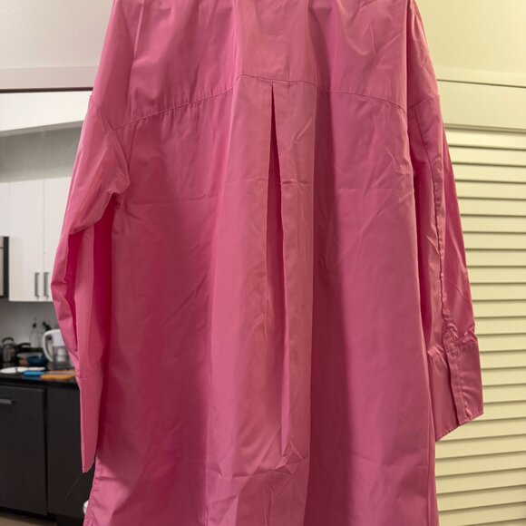 BCBGMAXAZRIA Collared Button-up Top In Fuchsia Pink - Size M - NWT - Picture 6 of 6